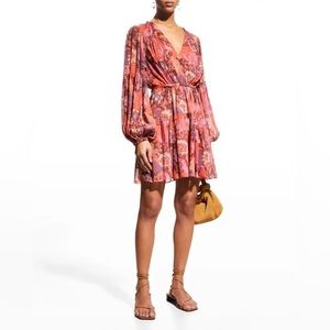 A.L.C. Elise‎ Long Sleeve 100% Silk Floral Mini Dress